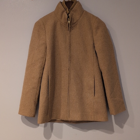 J. Crew Jackets & Blazers - J. Crew Size 0 Camel Brown Wool Pea Coat With Zipper